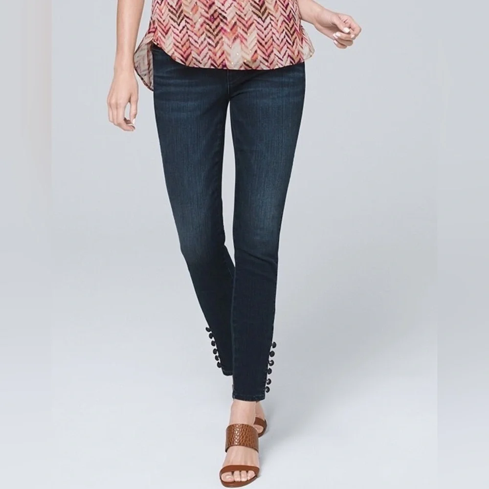 WHBM Skinny Ankle Jeans Button Hem